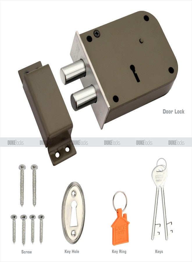 دوق قفل باب ديوك الرئيسي الثقيل ذو الرصاصة العادية، مزود برصاصتين صلبتين وستة أذرع، بطول 100 مم، يعمل بنظام القفل المزدوج، ويأتي مع مفتاحين مطليين بالكروم. - Image 3